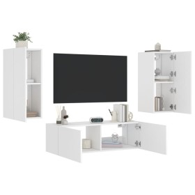 Wall TV cabinets with LED lights 3 pieces white by , TV Furniture - Ref: Foro24-3216867, Price: 161,34 €, Discount: %