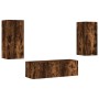 Wall TV cabinets with LED lights 3 pieces smoked oak by , TV Furniture - Ref: Foro24-3216871, Price: 141,13 €, Discount: %