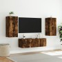 Wall TV cabinets with LED lights 3 pieces smoked oak by , TV Furniture - Ref: Foro24-3216871, Price: 141,13 €, Discount: %