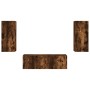 Wall TV cabinets with LED lights 3 pieces smoked oak by , TV Furniture - Ref: Foro24-3216871, Price: 141,13 €, Discount: %