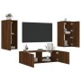 Wall TV cabinets with LED lights 3 pieces oak brown by , TV Furniture - Ref: Foro24-3216873, Price: 146,99 €, Discount: %