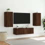 Wall TV cabinets with LED lights 3 pieces oak brown by , TV Furniture - Ref: Foro24-3216873, Price: 146,99 €, Discount: %