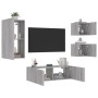 Wall TV Cabinets with LED Lights 4 Pieces Sonoma Gray by , TV Furniture - Ref: Foro24-3216886, Price: 172,99 €, Discount: %