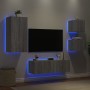 Muebles de TV de pared con luces LED 4 piezas gris Sonoma de , Muebles TV - Ref: Foro24-3216886, Precio: 166,27 €, Descuento: %