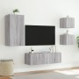 Wall TV Cabinets with LED Lights 4 Pieces Sonoma Gray by , TV Furniture - Ref: Foro24-3216886, Price: 166,27 €, Discount: %