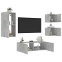 Wall TV cabinets with LED lights 4 pieces concrete gray by , TV Furniture - Ref: Foro24-3216884, Price: 161,46 €, Discount: %