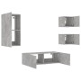 Wall TV cabinets with LED lights 4 pieces concrete gray by , TV Furniture - Ref: Foro24-3216884, Price: 161,46 €, Discount: %