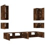 Wall TV cabinets with LED lights 6 pieces smoked oak by , TV Furniture - Ref: Foro24-3216892, Price: 245,55 €, Discount: %