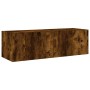 Wall TV cabinets with LED lights 6 pieces smoked oak by , TV Furniture - Ref: Foro24-3216892, Price: 245,55 €, Discount: %