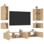 Wall TV cabinets with LED lights 6 pieces Sonoma Oak by , TV Furniture - Ref: Foro24-3216890, Price: 245,74 €, Discount: %