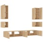 Wall TV cabinets with LED lights 6 pieces Sonoma Oak by , TV Furniture - Ref: Foro24-3216890, Price: 245,74 €, Discount: %