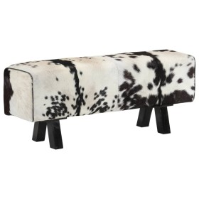 Black and white genuine goat leather bench 110x30x45 cm by , Benches for halls and storage - Ref: Foro24-355849, Price: 234,9...