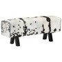 Black and white genuine goat leather bench 110x30x45 cm by , Benches for halls and storage - Ref: Foro24-355849, Price: 223,8...