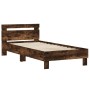 Smoked oak engineered wood bed with headboard 90x190 cm by , Beds and slatted bases - Ref: Foro24-838565, Price: 75,84 €, Dis...