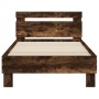 Cama con cabecero madera de ingeniería roble ahumado 90x190 cm de , Camas y somieres - Ref: Foro24-838565, Precio: 75,84 €, D...