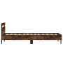 Cama con cabecero madera de ingeniería roble ahumado 90x190 cm de , Camas y somieres - Ref: Foro24-838565, Precio: 75,84 €, D...