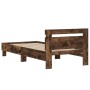 Smoked oak engineered wood bed with headboard 90x190 cm by , Beds and slatted bases - Ref: Foro24-838565, Price: 75,84 €, Dis...