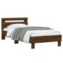 Oak brown engineered wood bed with headboard 90x190 cm by , Beds and slatted bases - Ref: Foro24-838567, Price: 77,52 €, Disc...