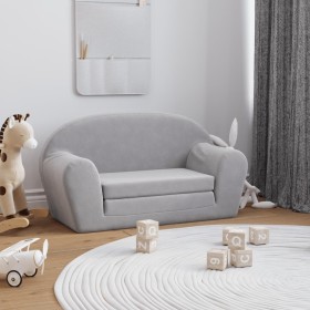 Light gray soft plush 2-seater children's sofa bed by , Baby and Toddler Furniture - Ref: Foro24-356999, Price: 55,99 €, Disc...