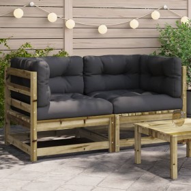 Garden corner sofa and cushions 2 pcs impregnated pine wood by , Modular outdoor sofas - Ref: Foro24-838076, Price: 180,05 €,...