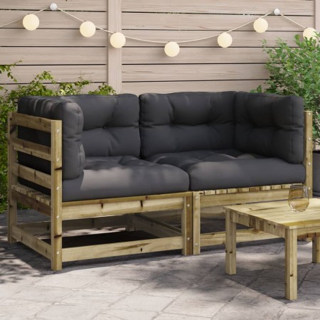 Garten-Ecksofa und Kissen 2 Stück imprägniertes Kiefernholz von , Modulare Sofas für den Außenbereich - Ref: Foro24-838076, P...