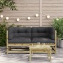 Garten-Ecksofa und Kissen 2 Stück imprägniertes Kiefernholz von , Modulare Sofas für den Außenbereich - Ref: Foro24-838076, P...