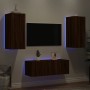 TV wall furniture with LED 4 pieces oak brown engineered wood by , TV Furniture - Ref: Foro24-3216810, Price: 164,05 €, Disco...