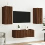 TV wall furniture with LED 4 pieces oak brown engineered wood by , TV Furniture - Ref: Foro24-3216810, Price: 164,05 €, Disco...