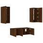 TV wall furniture with LED 4 pieces oak brown engineered wood by , TV Furniture - Ref: Foro24-3216810, Price: 164,05 €, Disco...