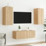 TV wall furniture with LED 4 pieces engineered wood Sonoma oak by , TV Furniture - Ref: Foro24-3216806, Price: 158,22 €, Disc...