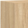 TV wall furniture with LED 4 pieces engineered wood Sonoma oak by , TV Furniture - Ref: Foro24-3216806, Price: 158,22 €, Disc...