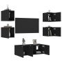 Wall TV cabinets with LED 6 pieces black engineered wood by , TV Furniture - Ref: Foro24-3216812, Price: 182,17 €, Discount: %