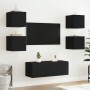 Wall TV cabinets with LED 6 pieces black engineered wood by , TV Furniture - Ref: Foro24-3216812, Price: 182,17 €, Discount: %