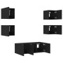 Wall TV cabinets with LED 6 pieces black engineered wood by , TV Furniture - Ref: Foro24-3216812, Price: 182,17 €, Discount: %