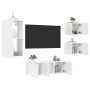 Wall TV cabinets with LED 5 pieces white engineered wood by , TV Furniture - Ref: Foro24-3216825, Price: 191,13 €, Discount: %