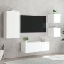 Wall TV cabinets with LED 5 pieces white engineered wood by , TV Furniture - Ref: Foro24-3216825, Price: 191,13 €, Discount: %