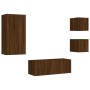 TV wall furniture with LED 5 pieces oak brown engineered wood by , TV Furniture - Ref: Foro24-3216831, Price: 190,19 €, Disco...