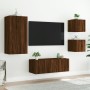 TV wall furniture with LED 5 pieces oak brown engineered wood by , TV Furniture - Ref: Foro24-3216831, Price: 190,19 €, Disco...