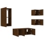 TV wall furniture with LED 5 pieces oak brown engineered wood by , TV Furniture - Ref: Foro24-3216831, Price: 190,19 €, Disco...