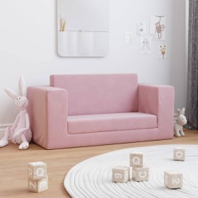 Sofá cama para niños de 2 plazas felpa suave rosa de , Mobiliario para bebés y niños pequeños - Ref: Foro24-357039, Precio: 7...