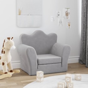 Sofá cama infantil felpa suave gris claro de , Mobiliario para bebés y niños pequeños - Ref: Foro24-357053, Precio: 37,99 €, ...