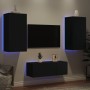 Muebles de TV de pared con LED 4 pzas madera ingeniería negro de , Muebles TV - Ref: Foro24-3216819, Precio: 187,56 €, Descue...