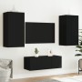 Muebles de TV de pared con LED 4 pzas madera ingeniería negro de , Muebles TV - Ref: Foro24-3216819, Precio: 187,56 €, Descue...