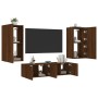 Muebles TV pared con LED 4 pzas madera ingeniería marrón roble de , Muebles TV - Ref: Foro24-3216852, Precio: 197,19 €, Descu...