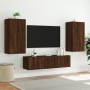 TV wall furniture with LED 4 pieces oak brown engineered wood by , TV Furniture - Ref: Foro24-3216852, Price: 200,99 €, Disco...