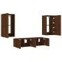 TV wall furniture with LED 4 pieces oak brown engineered wood by , TV Furniture - Ref: Foro24-3216852, Price: 197,19 €, Disco...