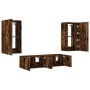 TV wall furniture with LED 4 pieces engineered wood smoked oak by , TV Furniture - Ref: Foro24-3216850, Price: 191,70 €, Disc...