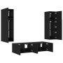 Wall TV cabinets with LED 6 pieces black engineered wood by , TV Furniture - Ref: Foro24-3216833, Price: 237,31 €, Discount: %