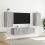 TV wall furniture with LED 4 pieces engineered wood gray Sonoma by , TV Furniture - Ref: Foro24-3216844, Price: 187,24 €, Dis...