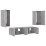 Muebles TV pared con LED 4 pzas madera ingeniería gris Sonoma de , Muebles TV - Ref: Foro24-3216844, Precio: 187,24 €, Descue...